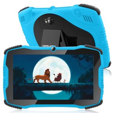 Imagem de TOPELOTEK Tablet infantil para crianças de 17 cm com capa incluída, tablets educativos para crianças com WiFi, câmera dupla, controle dos pais, tablet infantil à prova de choque para meninos e meninas
