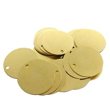 Imagem de Etiquetas de válvulas de latão de 3,8 cm, etiquetas de estampagem de 0,1 cm, ranhuras redondas de metal gravadas com furo para válvulas de tubo, equipamentos, ferramentas e chaves, etiquetagem, pacote com 25
