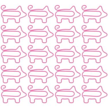 Imagem de NUOBESTY 50 clipes de papel em forma de animal, prendedores de papel de metal, suporte de arquivos de papel criativo, material escolar para escritório (porco rosa)