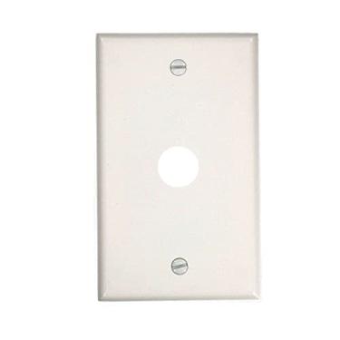Imagem de Leviton 88017 Placa de parede de telefone/cabo com orifício de 1,625 polegadas, tamanho padrão, termofixo, suporte de caixa, branco