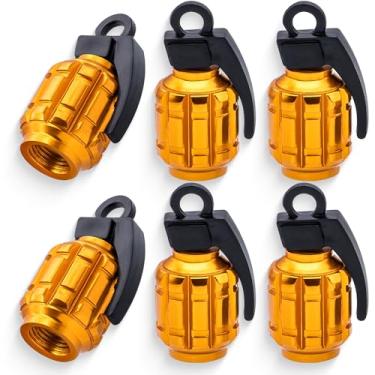 Imagem de MEAJOO 6 peças de tampas de haste de válvula de pneu, tampas de válvula de pneu de roda de carro de liga de alumínio capas de haste de válvula de pneu universais para carros, caminhões, SUV,