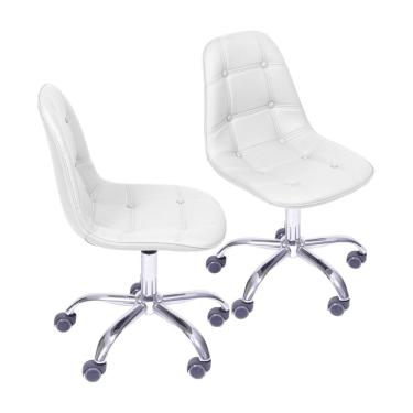 Imagem de Kit 2 Cadeiras com Rodízio Botonê Dkr - caixa com 2 Unidade - Branca