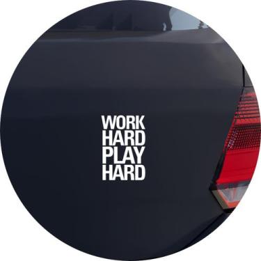 Imagem de Adesivo de Carro Work Hard Play Hard - Cor Branco - Melhor Adesivo, Br