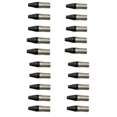Imagem de Kit 20 Conectores Linha Xlr Plug Macho 3 Polos Wireconex WC-1013