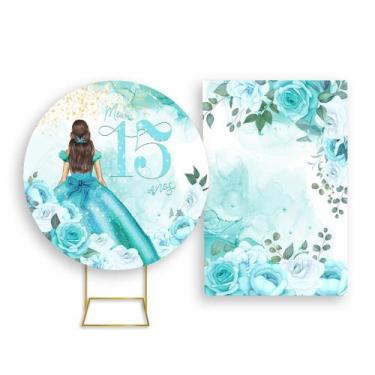 Imagem de Painel De Festa Redondo 1,50x1,50 + Painel Vertical 1,50x2,20 - 15 Ano