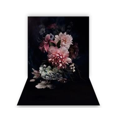 Imagem de Fundo Fotográfico 1,50 X 2,70 - Gestante Preto Com Flores Fine Art 086