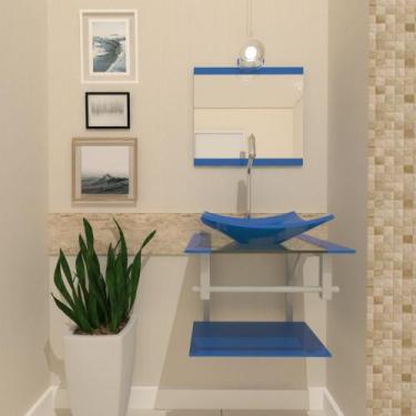 Imagem de Gabinete de Vidro Para Banheiro 45cm Com Cuba Quadrada - Cubas e Gabin