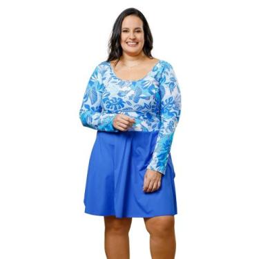 Imagem de Maiô Macaquinho Plus Size com saída separada Bojo removível Manga long