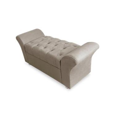 Imagem de Calçadeira Baú Com Capitonê Veneza Cama Solteiro 90 cm Suede Bege LM D