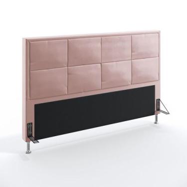 Imagem de Cabeceira Maia 195 Decorativa de Cama King N-031 Veludo Rosê Claro Ara