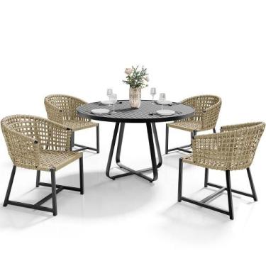 Imagem de Kit Mesa Wine Com 4 Cadeiras Área Externa Espaço Gourmet Corda Náutica