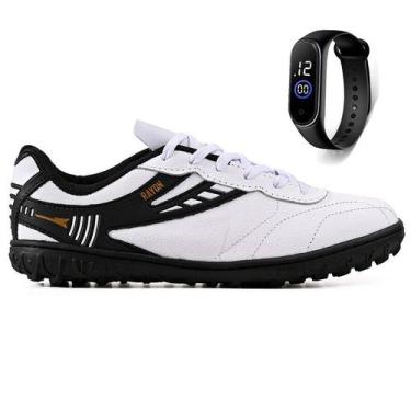 Imagem de Kit Chuteira Campo Society Couro Grama Sintetica + Relogio Adulto - Ra