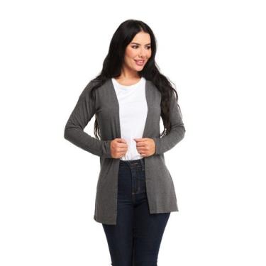 Imagem de Blusa de Frio Cardigan Manga Longa com Fenda Ca3 - Wooks, P, Cinzagraf