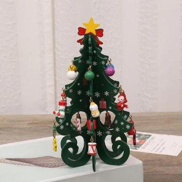 Imagem de Mini árvore natal de mesa enfeite natalino presente estrela verde enfe