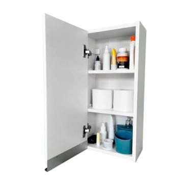 Imagem de Armário Aéreo Estreito 30cm Para Remédios/Banheiro Lavação (Porta Esquerda, Branco)