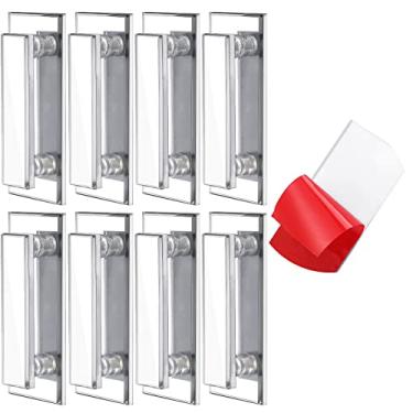 Imagem de Puxador de porta adesivo autoadesivo puxador de gaveta de acrílico espelhado botão chanfrado grande alça instantânea transparente para puxadores para armário guarda-roupas janelas gaveta cômoda porta deslizante (8 peças, 5 x 2 polegadas)