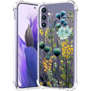 Imagem de CCFUNCASE Compatível com Samsung Galaxy S24+ Plus / S25+ Plus Capa transparente fofa para mulheres - Capas de telefone robustas Funda Capa protetora (ervas da selva da floresta verde)