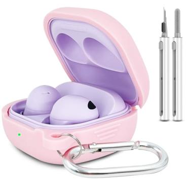 Imagem de Capa de silicone para Samsung Galaxy Buds FE, 2 Pro, 2, Pro, Live com kit de limpeza (rosa)
