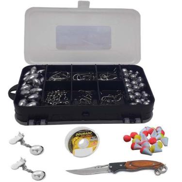 Imagem de Kit Pesca Estojo Anzol Chumbada  linha Boias e Canivete - Summer