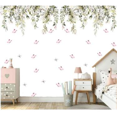 Imagem de Papel De Parede Infantil Borboletas Aquarelas Quarto Menina - BANNER B