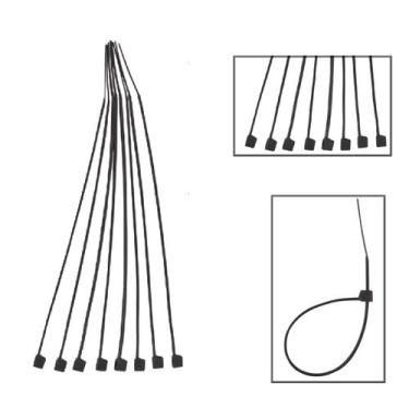 Imagem de Abraçadeira Nylon 4,8x300mm C/100 Pcs Fios Cabos - EDA, Preto
