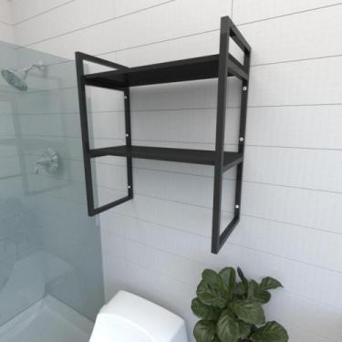 Imagem de Prateleira industrial para banheiro aço cor preto prateleiras 30cm cor
