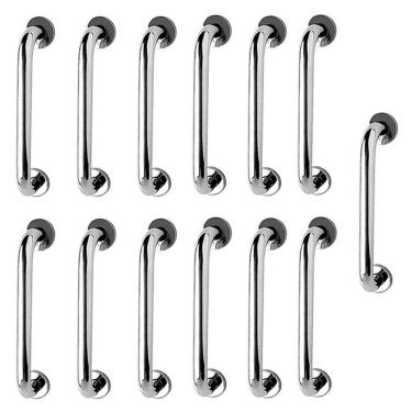 Imagem de Alça de Apoio 30cm Barra Inox Kit 13 Unidades Idoso Banheiro Box Deficiente Acessibilidade Cadeirante Segurança Suporte Corrimao