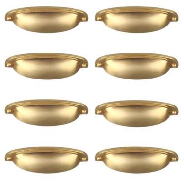 Imagem de Kit 8 Puxador Concha Paris Dourado Escovado Para Gaveta - RENNA