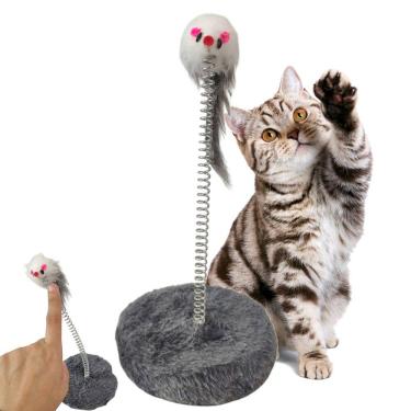 Imagem de Arranhador Gato Pet Ratinho Guizo Mola Brinquedo Interativo Felino Animal de Estimaçao Lazer Diversao Entretenimento