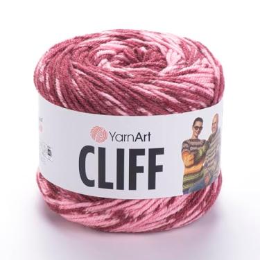 Imagem de YarnArt Fio acrílico de lã de mármore Cliff – 80% acrílico, 20% lã, tricô crochê para artesanato – suéter, cachecol, fio de xale, fio de outono inverno peso médio (4), 1 novelo (8314)