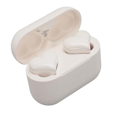 Imagem de Fones de Ouvido Sem Fio Em Formato de Coração | Som Estéreo HIFI | Fones de Ouvido 5.3 à Prova d'água Com Estojo de Carregamento para Meninas e Mulheres (Branco)