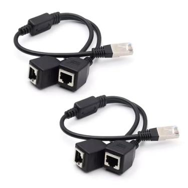 Imagem de OLIREXD Adaptador Divisor Ethernet RJ45 de 2 Peças, 1 Macho para 2 Conectores de Soquete Fêmea, Compatível com ADSL/Hubs/TVs/Set-top Box