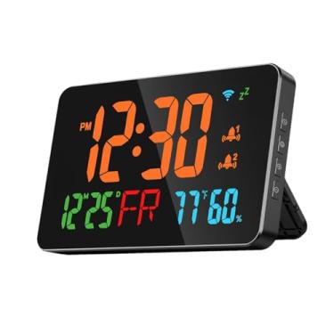 Imagem de MYCENSE Relógio de Parede Digital Grande Display Fácil de Instalar Aplicativo Display Semana Retângulo com Data LED Relógio de Parede para Cozinha Sala de Est, Laranja, Tamanho real