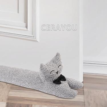 Imagem de CERAYOU Protetor de Correntes de Ar para Porta de Tecido para Gatos, Bloqueador de Correntes de Ar Decorativo Resistente À Prova de Som de 3 Libras, Protetor de Correntes de Ar par (34 Polegadas)