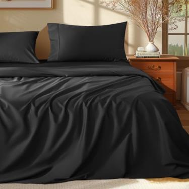 Imagem de Conjunto de lençóis Queen Size 100% algodão egípcio Shilucheng - 1000 fios, lençóis de cama de algodão luxuoso, roupa de cama e fronhas respiráveis e refrescantes, bolso profundo de 40,6 cm - 4 peças
