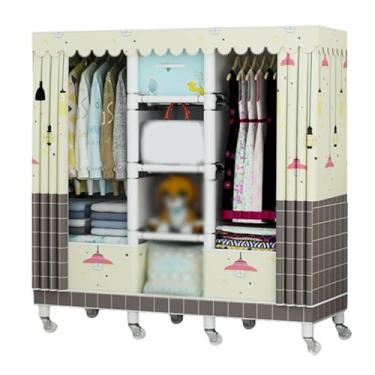 Imagem de Guarda-roupa Armário de guarda-roupa portátil sobre rodas armário de pé grande capacidade armário de armazenamento de roupas móveis organizador de armazenamento armário