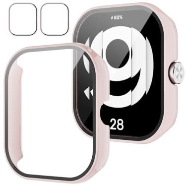 Imagem de Rc-Z Capa protetora de tela para smartwatch Xiaomi Redmi Watch 4, amortecedor de PC rígido e acessórios de substituição de filme de vidro temperado para Redmi Watch 4, rosa