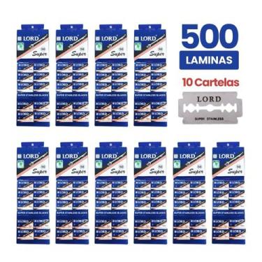 Imagem de 500 Laminas de Barbear Inteira LORD Super, para Navalhete, 10 Cartelas