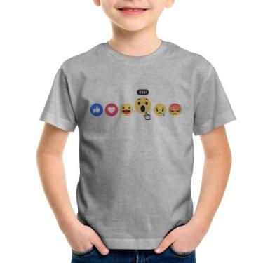 Imagem de Camiseta Infantil Reações Facebook Eita! - Foca na Moda, Cinza, 10