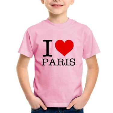 Imagem de Camiseta Infantil I love Paris - Foca na Moda, Rosa bebê, 2