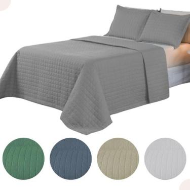 Imagem de Cobre Leito Colchão Casal Padrão Matelado Percal 300 Fios - Valle Enxo