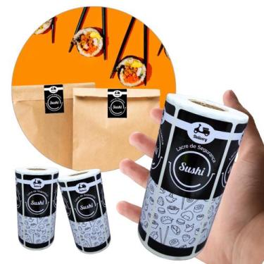 Imagem de Lacre de Segurança  Sushi Preto  Rolo com 300 etiquetas - 4Food Print 