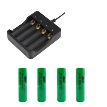 Imagem de Kit 1 Carregador Duplo De 4 Slot Bateria 26650 Mais 4 Bateria De Grand