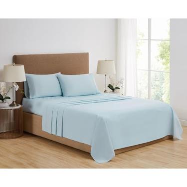 Imagem de Vince Camuto Conjunto de lençóis Queen 1200TC CVC Cooling 4 peças, azul claro, tema de cor sólida, certificado Oeko-TEX Confidence