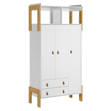 Imagem de Guarda Roupa Quarto Infantil Bebê 3 Portas 2 Gavetas com Nicho Fantasi