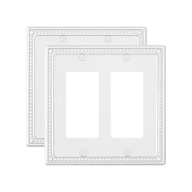 Imagem de TREEWELL Pacote com 2 placas decorativas para tomadas, placas decorativas de interruptores e tampas de tomada, placas de parede de metal para tomadas elétricas, receptáculo, tomada GFCI, interruptor