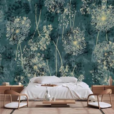 Imagem de Lcythiazole Papel de parede mural de dente-de-leão tamanho personalizável adesivo de parede floral mural papel de parede para sala de estar, quarto, quarto de menina