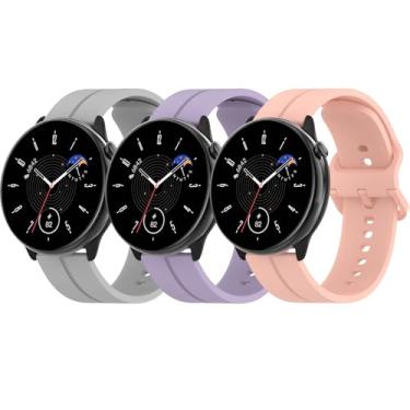 Imagem de 3 pulseiras compatíveis com Amazfit GTS/GTS2/GTS 3/GTS 2 mini/GTS 4 mini/GTS 4/GTR mini/Active, pulseiras de silicone de 20 mm para Amazfit Bip U Pro/Bip/Bip Lite/Bip S/Bip U/Bip 3/Bip 3 Pro