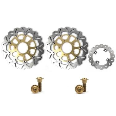 Imagem de Discos de freio dianteiros e traseiros flutuantes com parafusos de montagem para Kawasaki Ninja ZX6R ZX636 2013-2016 ZX-6R ABS 2013-2021, ZX10R 2008-2015 ZX-10R ABS 2011-2015, peças de acessórios para
