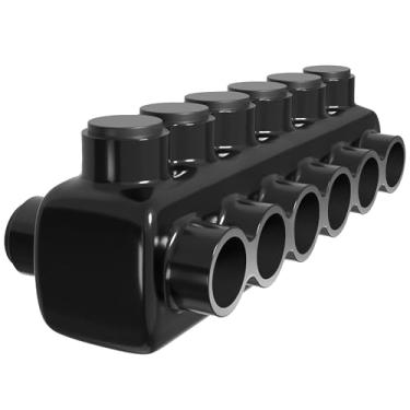 Imagem de OHLECTRIC Entrada Lateral Dupla - 6 Portas - 250-6 Awg - Conector Isolado Preto - 5/16 Allen Hexagonal - Pré-Preenchido Com Inibidor De Óxido - Revestimento De Borracha/Vinil, 6061-T6 Alumínio Cu9Al